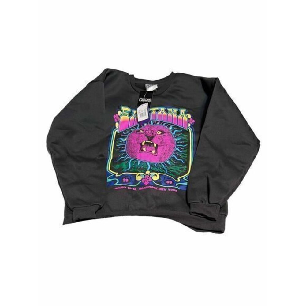 WOMEN'S Carlos Santana Graphic Sweatshirt - Black XS